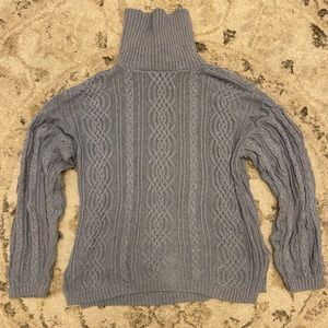 Blue Turtle Neck Chunky Knit Sweater Size Large Women’s Jeanne Pierre